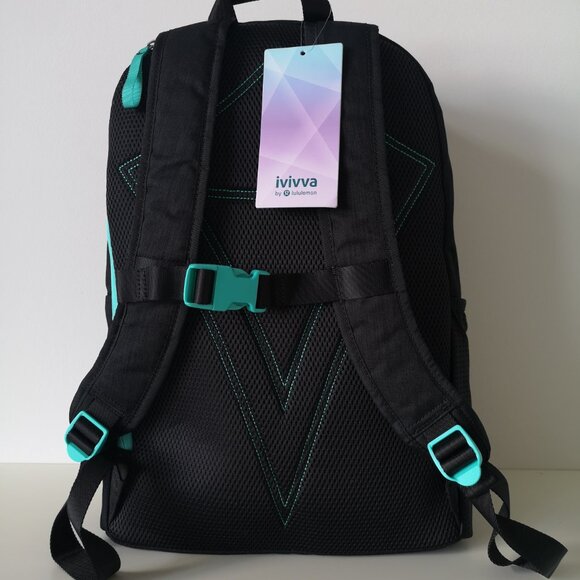 NWT IVIVVA by LULULEMON Black Teal Back At It Backpack One Size OS - Picture 4 of 9